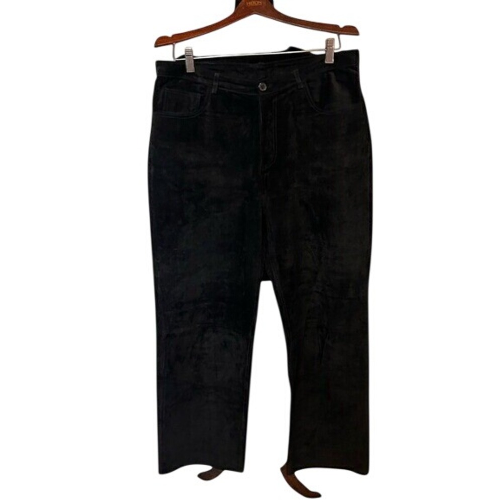 Brandon Thomas Black Suede Leather Lined Pants Jeans Size 12‎